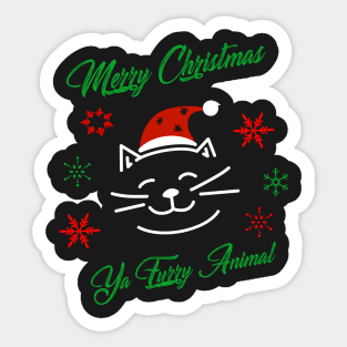 Funny Merry Christmas Ya Furry Animal Sticker